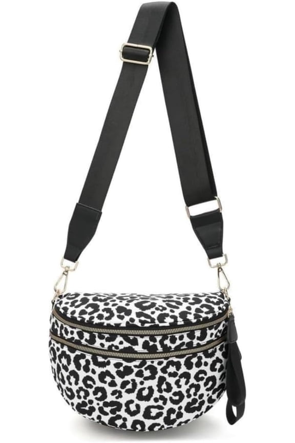 Women's Trendy Nylon Crossbody Bum Bag - Plus Size Fanny Pack Sling Belt Bag (Beige White Grid/Kelly Green), 3-Zipper Compartments