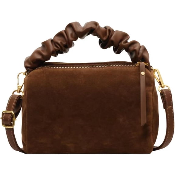 Baguery Women's Trendy Ruched Handle Faux Suede Crossbody Bag - Multi-Carry Stylish Handbag for Work & Casual (3 Colors)​