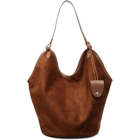 Baguery Women's Vintage Suede-Like Hobo Bag - Large Capacity PU Leather Tote with Pouch, Lightweight Handbag for Casual Outings (3 Colors)​