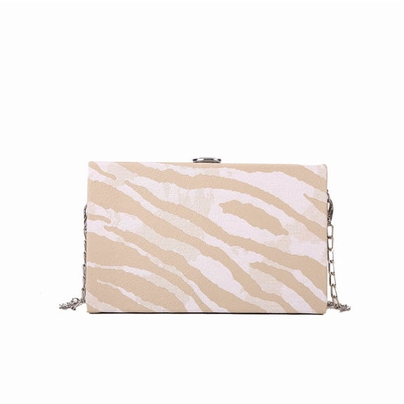 Baguery Women's Zebra Print Box Crossbody Bag - Striped Faux Leather Shoulder Bag with Detachable Chain, Evening Clutch Tote​