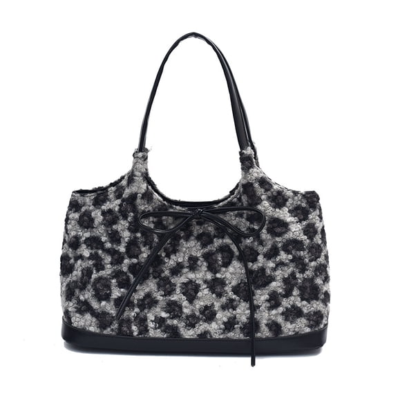 Baguery Y2K Shoulder Bag - Cute Crescent Clutch Purse with Bow Tie Preppy Canvas Bag for Women (12.6×7.78×5.91in)​