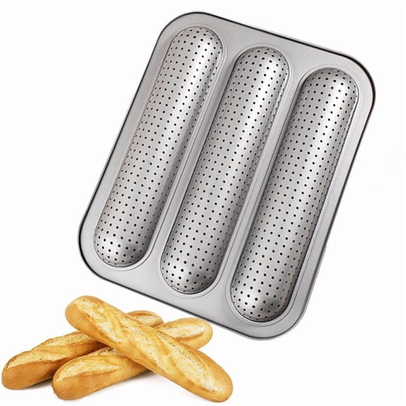 Baguett Pan French Bread Mold 3 Cavity Baking Tray Nonstick Long Loaf Toast Cake Mould Bakeware Baking Pans for Oven