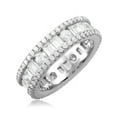 thumbnail image 1 of Baguette And Round Clear Cubic Zirconia Eternity Band Ring Rhodium Plated Sterling Silver Size 5, 1 of 3
