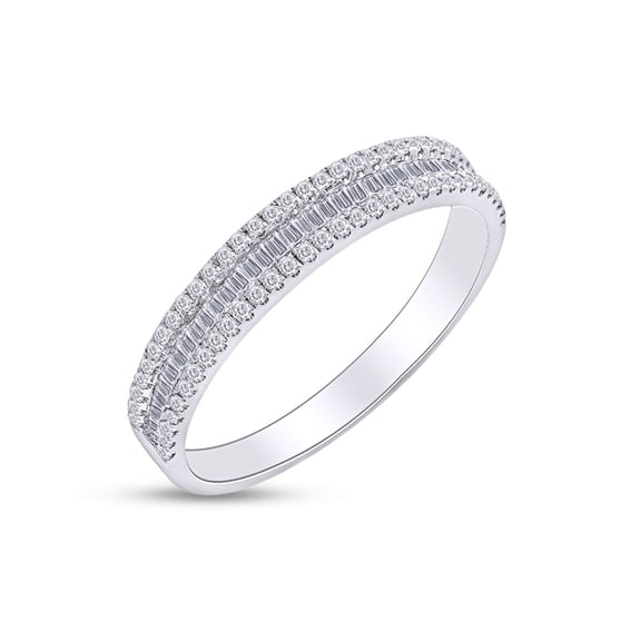 Baguette AndRound Cut Sparkling Cubic Zirconia Eternity Engagement BandRing 14k White Gold Over Sterling Silver Ring Size-8