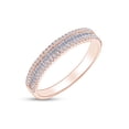 thumbnail image 1 of Baguette AndRound Cut Sparkling Cubic Zirconia Eternity Engagement BandRing 14kRose Gold Over Sterling Silver Ring Size-10, 1 of 3