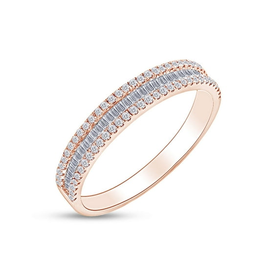 Baguette AndRound Cut Sparkling Cubic Zirconia Eternity Engagement BandRing 14kRose Gold Over Sterling Silver Ring Size-5.5