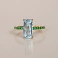 thumbnail image 1 of Baguette Aquamarine & Emerald Ring, Minimalist Ring, 925 Sterling Silver Ring, Engagement Ring, Proposal Ring, Handmade Jewelry, 1 of 5