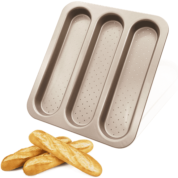 Baguette Baking Tray Non-Stick Baguette Bread Mould Pan Oblong Bread Tin Perforated French Stick Loaf Pans Baguette Bread Baking Tin Tools Carbon Steel