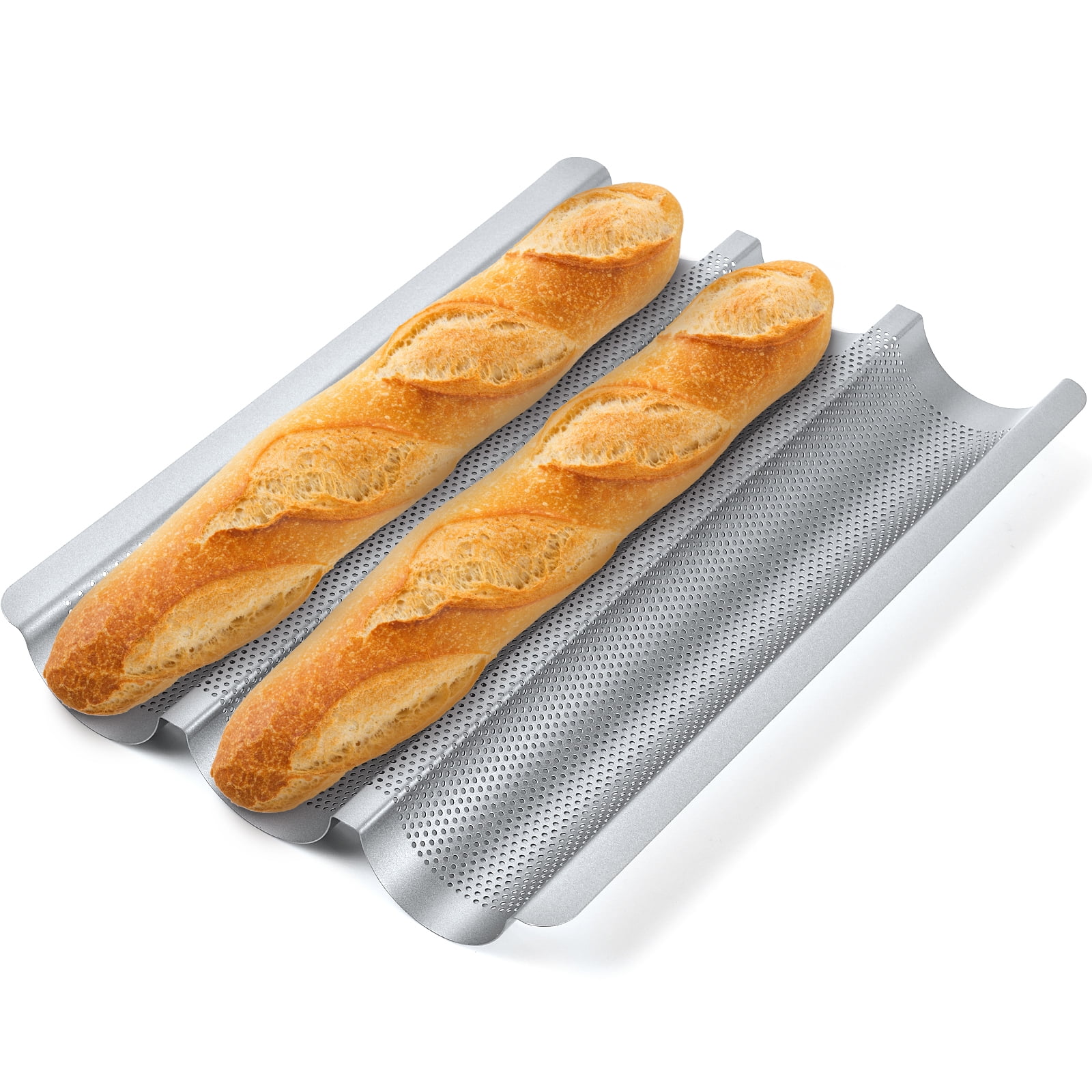 2er-Set Baguette-Backformen Aus Silikon – Perforiert & 4-Wellen-Form Für Brot, Brötchen & Burger