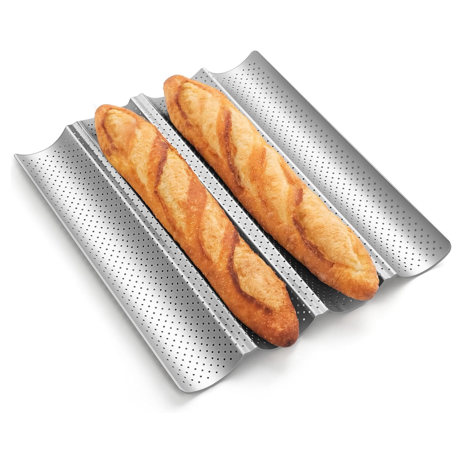 4-Loaf Perforated Baguette Pan – Nonstick French Bread Baking Tray for ...