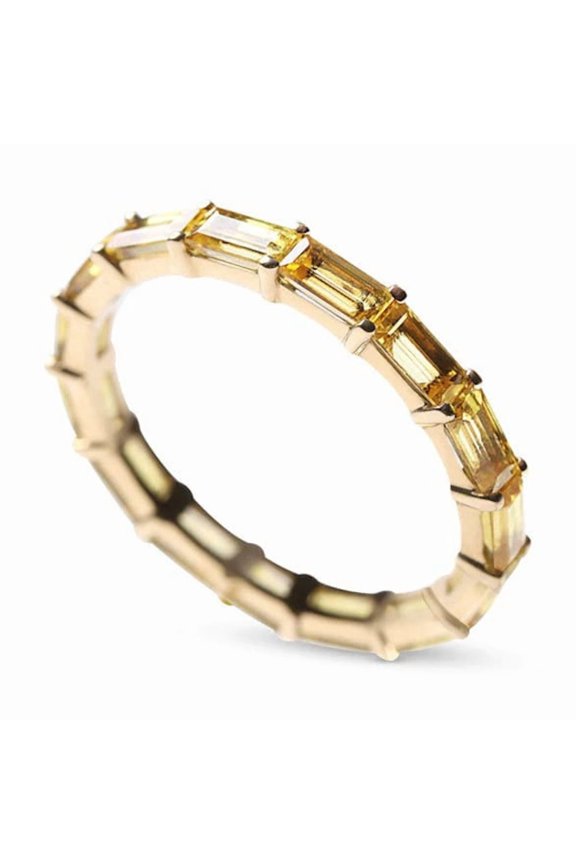 Baguette Citrine Band, Unique Topaz Full Eternity Ring, 925 Sterling Silver Wedding Band, Unique Promise Band, Gift For Girlfriend