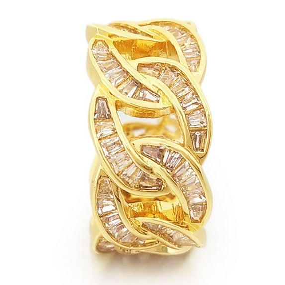 Baguette Cuban CZ Eternity Band Hip Hop Ring