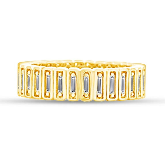 Baguette Cut Cubic Zirconia Eternity Wedding Band Ring In 14k Yellow Gold Over Sterling Silver Jewelry For Women Ring Size-6.5