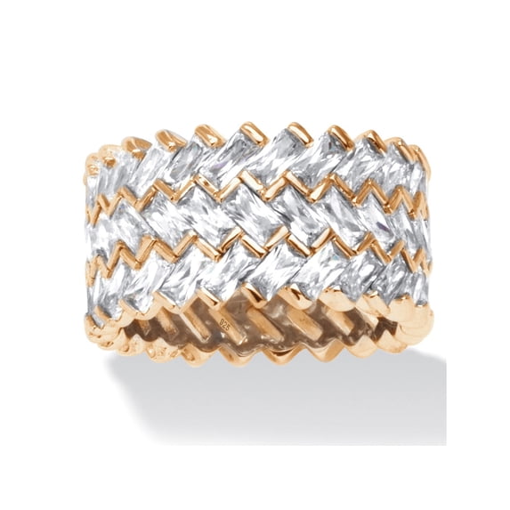 Baguette-Cut Cubic Zirconia Zig-Zag Eternity Ring 9.66 TCW 14k Gold over Sterling Silver