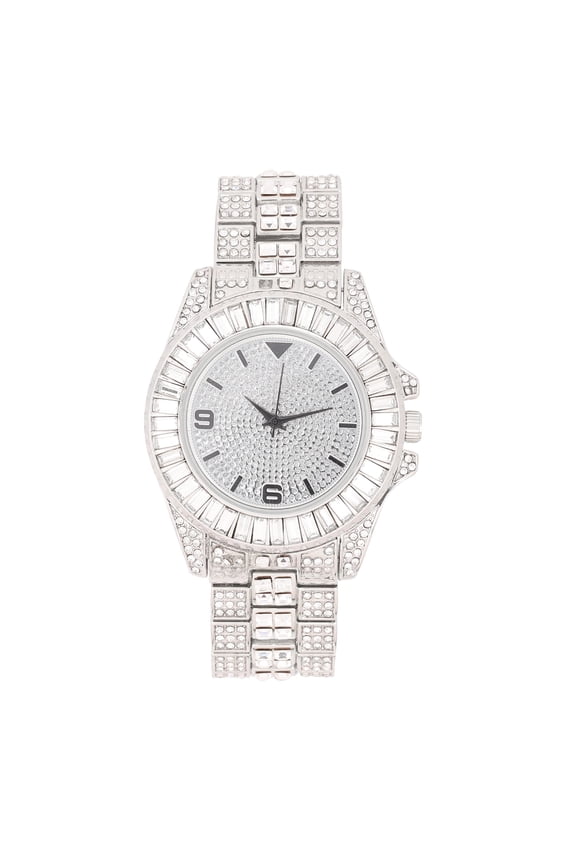 Baguette Cut Diamond Crystal Bling'ed Out Ladies Watch - No Reasonable Doubt This is The Timepiece to Flaunt The Wealth - ST10372LA-M6 Silver