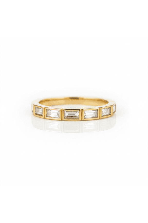 Baguette Cut Diamond Full Eternity Band Ring, Flush Ring, Stackable Ring, Engagement Ring, Minimalist Ring.