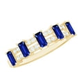 thumbnail image 1 of Rosec Jewels Lab Grown Blue Sapphire Half Eternity Ring for Women - Baguette Sapphire Diamond Ring - AAAA Quality, 18K Yellow Gold, US 10.00, 1 of 9