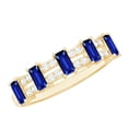 thumbnail image 1 of Rosec Jewels Lab Grown Blue Sapphire Half Eternity Ring for Women - Baguette Sapphire Diamond Ring - AAAA Quality, 18K Yellow Gold, US 3.00, 1 of 9