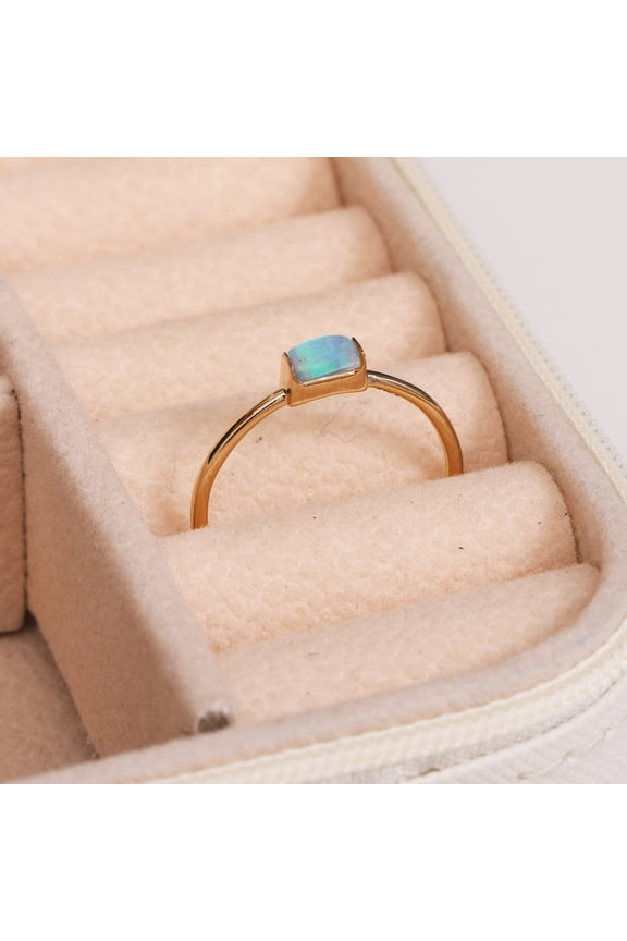 Baguette Cut Opal Solitaire Ring,925 Sterlinng Silver Ring, Daily Wear Ring Jewelry Light Weigh Ring Anniversary Ring, Bezel Setting Ring