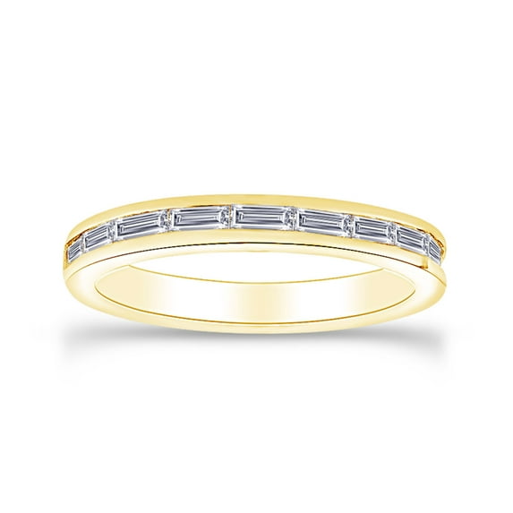 Baguette Cut Sparkling White Cubic Zirconia Trendy Engagement Band Ring In 14k Yellow Gold Over Sterling Silver Jewelry For Women Ring Size-8.5