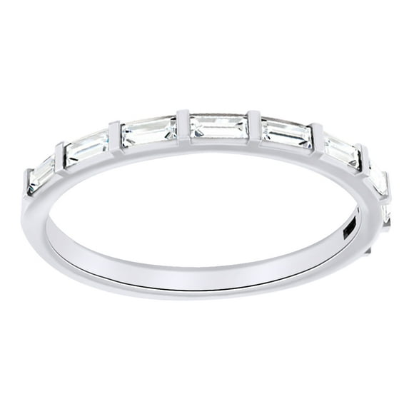 Baguette Cut White Natural Diamond Anniversary Band Ring In 14K Solid White Gold (0.25 Ct), Ring Size-7