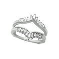 thumbnail image 1 of AFFY Baguette Cut White Natural Diamond Bridal Solitaire Enhancer Ring Guard In 14k White Gold (3/8 Cttw), 1 of 1