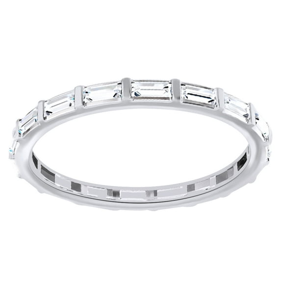 AFFY Baguette Cut White Natural Diamond Eternity Band Ring In 14K Solid White Gold ( 0.5 Ct) By