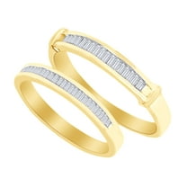 AFFY Baguette Cut White Natural Diamond His and Hers Wedding Band Set in 14K Yellow Gold (0.5 Cttw)