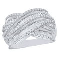 thumbnail image 1 of AFFY Baguette Cut White Natural Diamond Layered Criss-Cross Band Ring in 10k White Gold (1 Cttw), 1 of 1