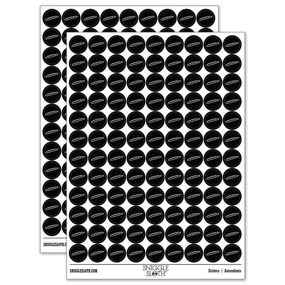 Baguette French Bread Doodle 200+ Round Stickers - Black - Matte Finish - 0.50" Size