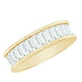 thumbnail image 1 of Rosec Jewels Baguette Moissanite Band Ring for Men, Channel Set Half Eternity Band - D-VS1 Grade, 18K Yellow Gold, US 8.50, 1 of 9