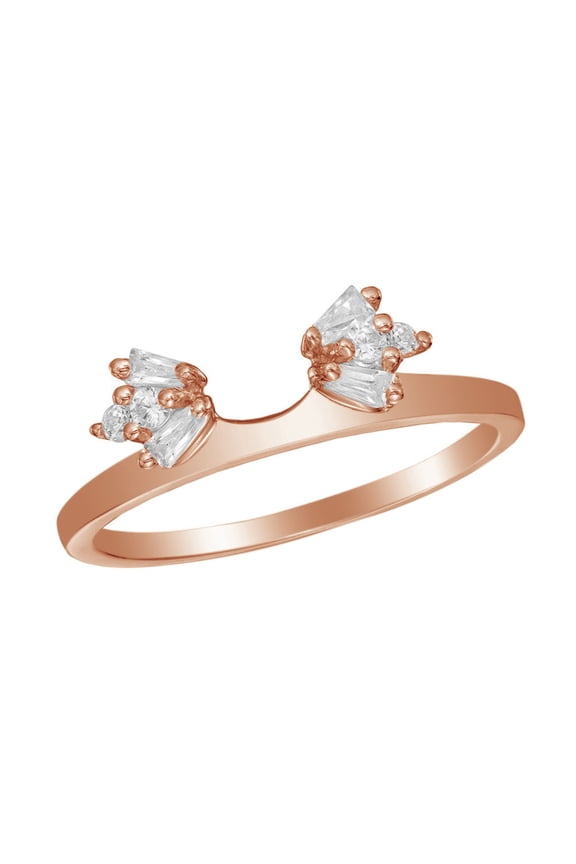 Baguette &Round Cut Natural Diamond Solitaire Enhancer in 10k Rose Gold (1/4 Cttw)