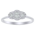 thumbnail image 1 of AFFY Baguette & Round Cut White Diamond Three Stone Engagement Ring In 10K Solid Gold (0.2 Cttw), 1 of 1