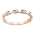 thumbnail image 1 of AFFY Baguette & Round Cut White Natural Diamond Anniversary Ring In 14K Solid Rose Gold (0.5 Ct), 1 of 1