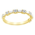 thumbnail image 1 of AFFY Baguette & Round Cut White Natural Diamond Anniversary Ring In 14K Solid Yellow Gold (0.5 Ct), 1 of 1