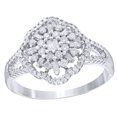 thumbnail image 1 of AFFY Baguette & Round Cut White Natural Diamond Scallop Frame Ring In 10k White Gold, 1 of 1
