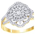 thumbnail image 1 of AFFY Baguette & Round Cut White Natural Diamond Scallop Frame Ring In 10k Yellow Gold, 1 of 1