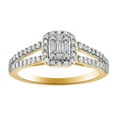 thumbnail image 1 of AFFY Baguette & Round Shape White Diamond Halo Style Split Shank Engagement Ring In 14K Solid Yellow Gold (0.5 Cttw), 1 of 1