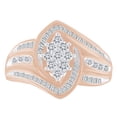 thumbnail image 1 of AFFY Baguette & Round Shape White Natural Diamond Marquise Cocktail Ring In 10k Solid Rose Gold (0.5 cttw), 1 of 1
