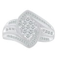 thumbnail image 1 of AFFY Baguette & Round Shape White Natural Diamond Marquise Cocktail Ring In 10k Solid White Gold (0.5 cttw), 1 of 1
