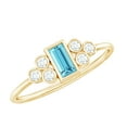 thumbnail image 1 of Rosec Jewels Baguette Aquamarine Promise Ring for Women - Bezel Set Aquamarine Diamond Ring - AAA Quality - Ready to Gift, 18K Yellow Gold, US 9.50, 1 of 5