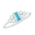 thumbnail image 1 of Rosec Jewels Baguette Aquamarine Promise Ring for Women - Bezel Set Aquamarine Diamond Ring - AAA Quality - Ready to Gift, 925 Sterling Silver, US 5.00, 1 of 5
