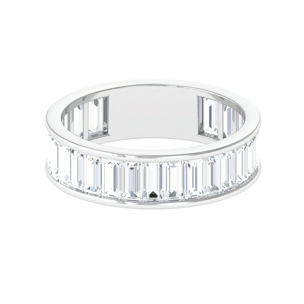 14k White Gold 925 AAA Baguette outlets CZ Ring Size 8