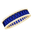 thumbnail image 1 of Rosec Jewels Baguette Shape Lab Grown Blue Sapphire Eternity Band Ring - AAAA Quality, 18K Yellow Gold, US 3.50, 1 of 8