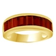 thumbnail image 1 of AFFY Baguette Shape Simulated Garnet Band Ring in 14k Yellow Gold Over Sterling Silver Ring Size - 13, 1 of 1