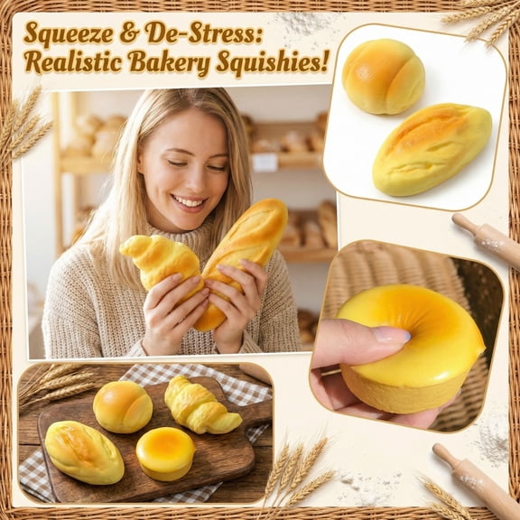 Baguette Squeeze, Slow Rising Squeeze, 6X2 in Fake Baked Pastry, Desk Decorations, Restlessness Relief, Home Workspace Styling, Pale Yellow, 1 Pc