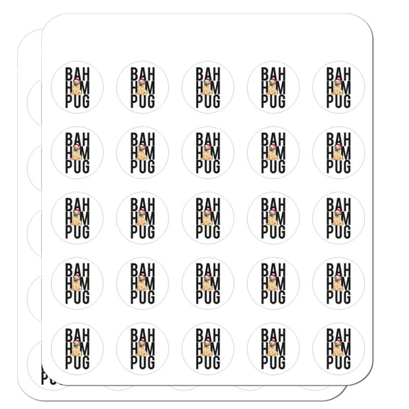 Bah Hum Pug 1" Planner Calendar Scrapbooking Crafting Clear Stickers