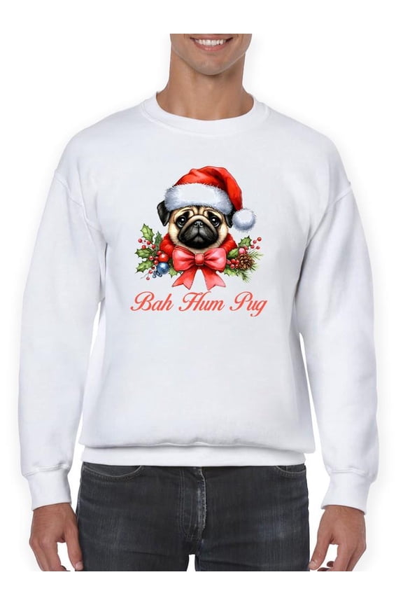 Bah Hum Pug - Funny Christmas Dog Men's Sweatshirt