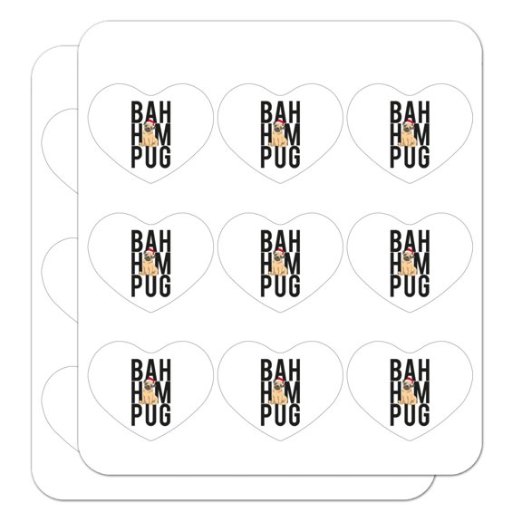 Bah Hum Pug Heart Shaped Planner Calendar Scrapbook Craft Stickers