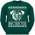 thumbnail image 1 of Bah Hum Pug Ugly Christmas Sweater Dark Green Adult Crew Neck Sweatshirt, 1 of 1